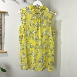 Who What Wear Sheer Floral Sleeveless Blouse